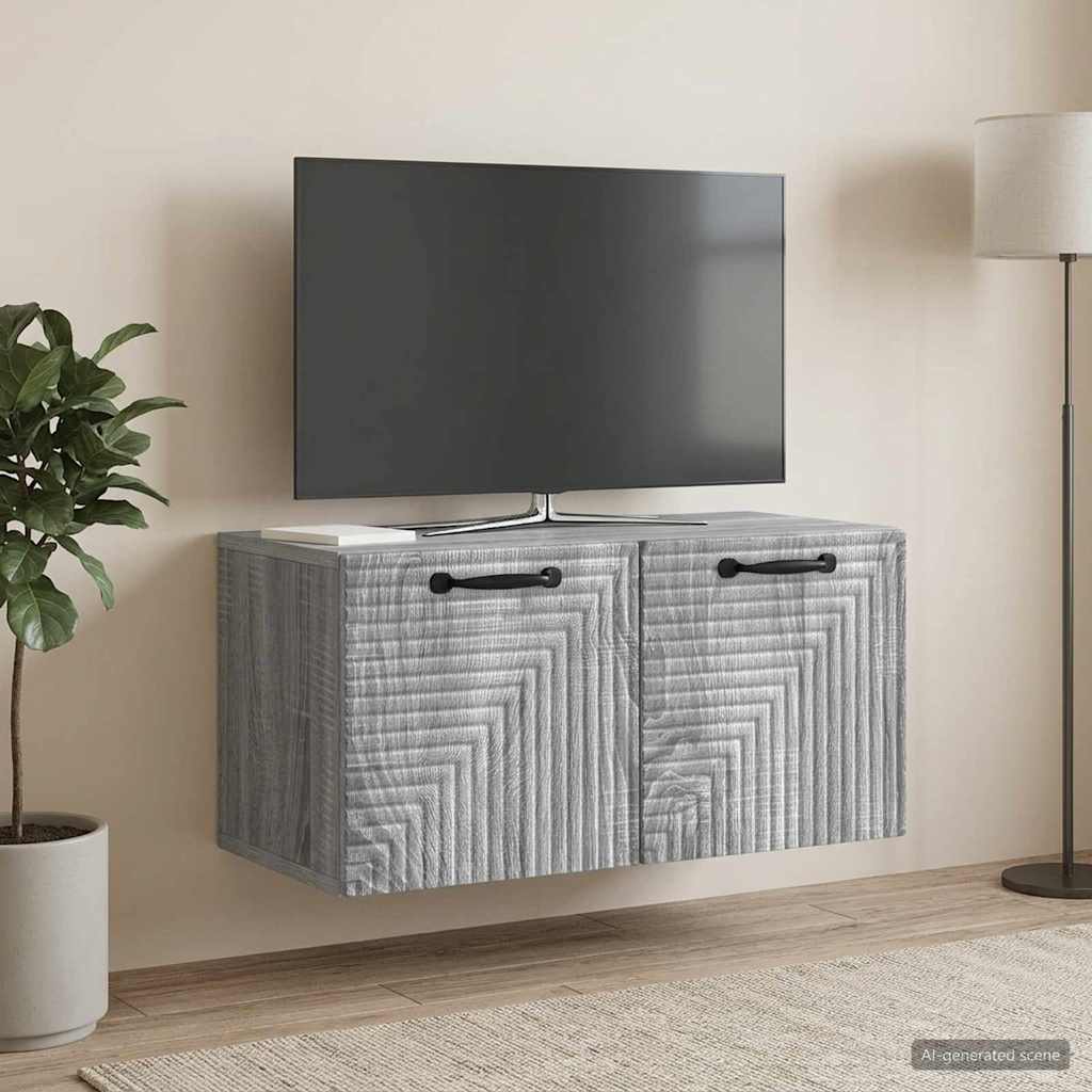 Fali TV szekrény Szürke Sonoma 59,5 x 31 x 30 cm Szerelt Fa