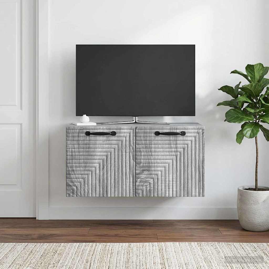 Fali TV szekrény Szürke Sonoma 59,5 x 31 x 30 cm Szerelt Fa