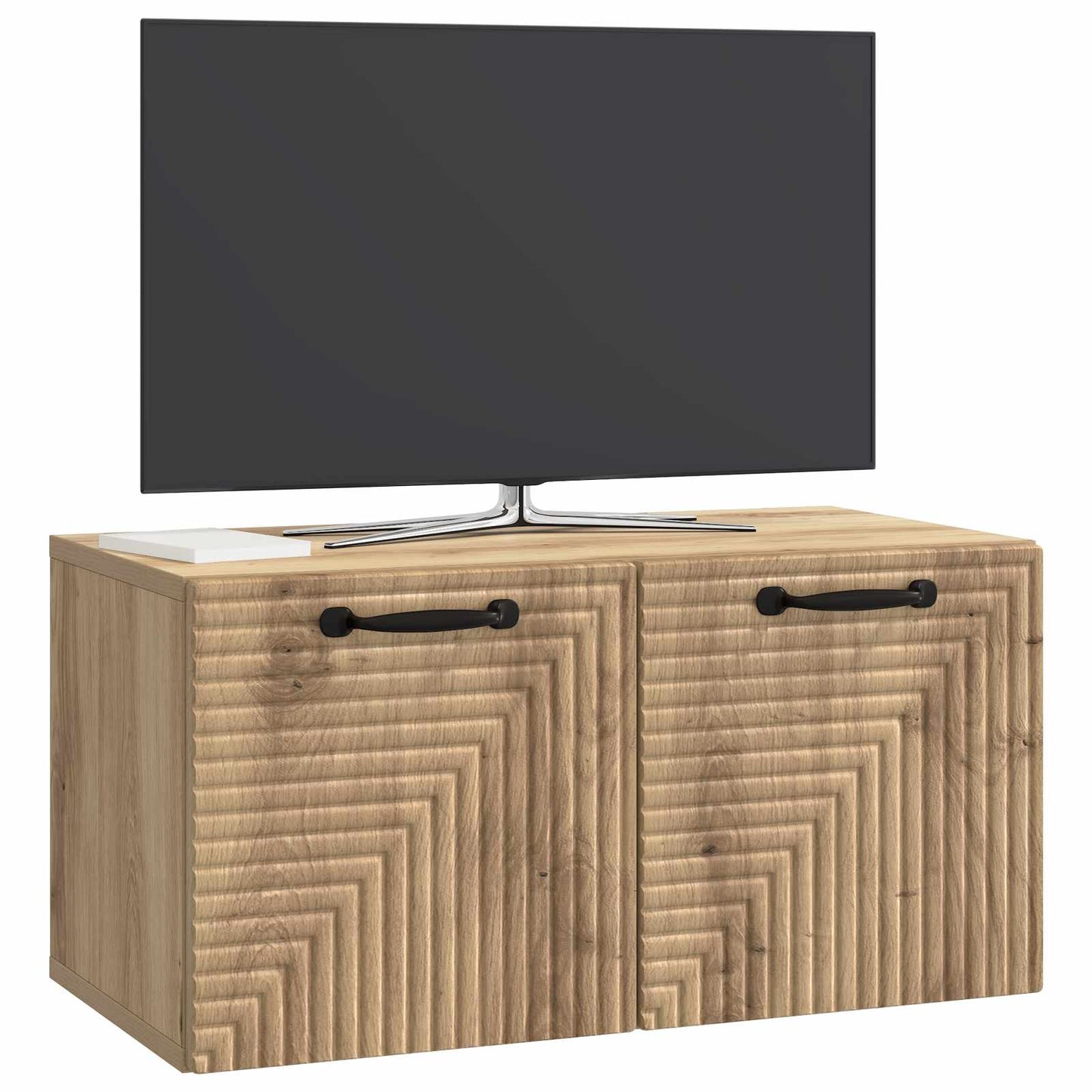 Fali TV szekrény 59,5 x 31 x 30 cm Kézműves Tölgy Szerelt Fa