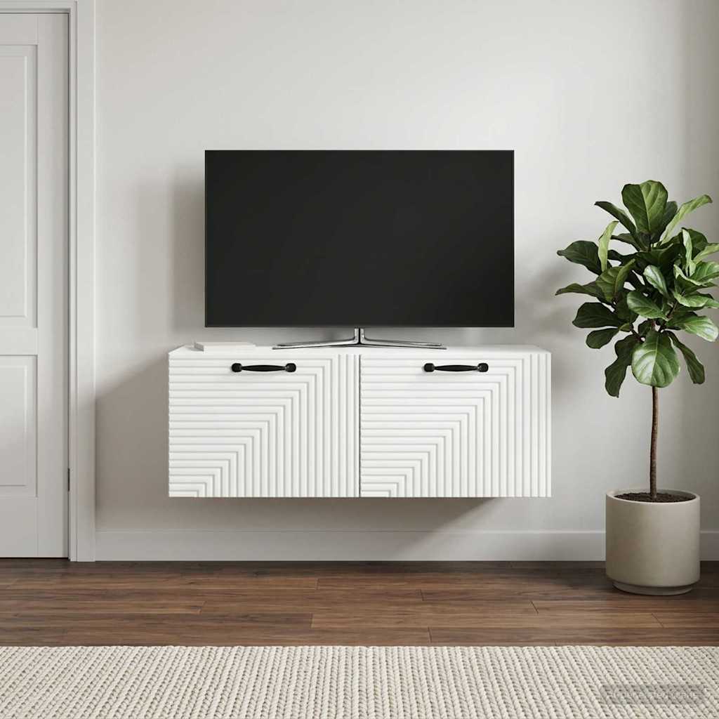 Fali TV szekrény Fehér 78,5 x 31 x 30 cm Szerelt Fa