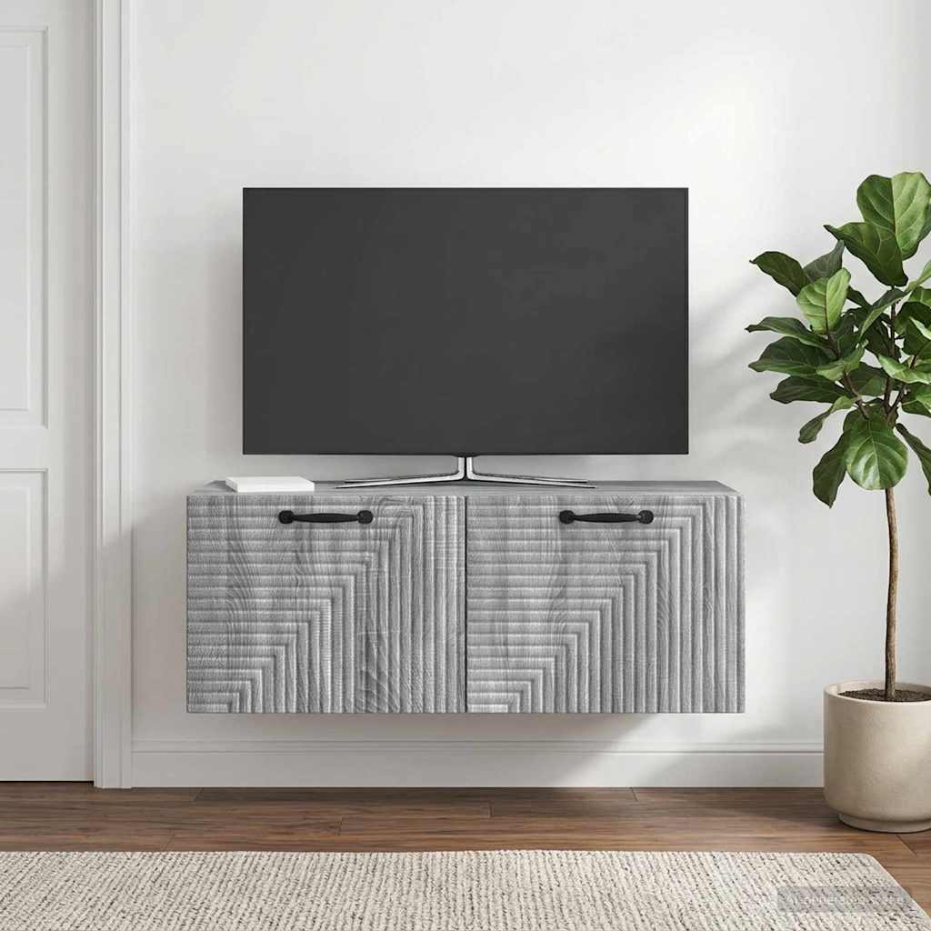 Fali TV szekrény Szürke Sonoma 78,5 x 31 x 30 cm Szerelt Fa