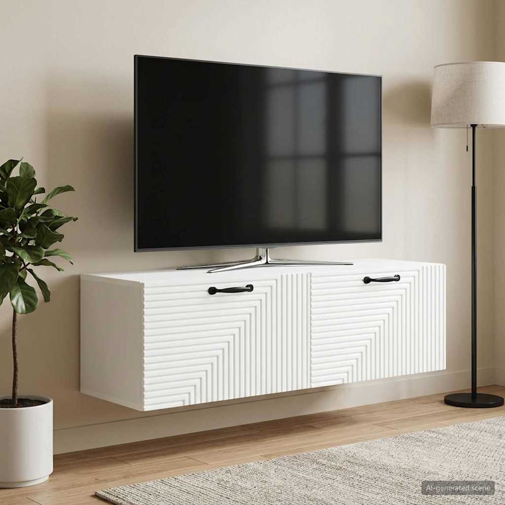 Fali TV szekrény Fehér 98 x 31 x 30 cm Szerelt Fa
