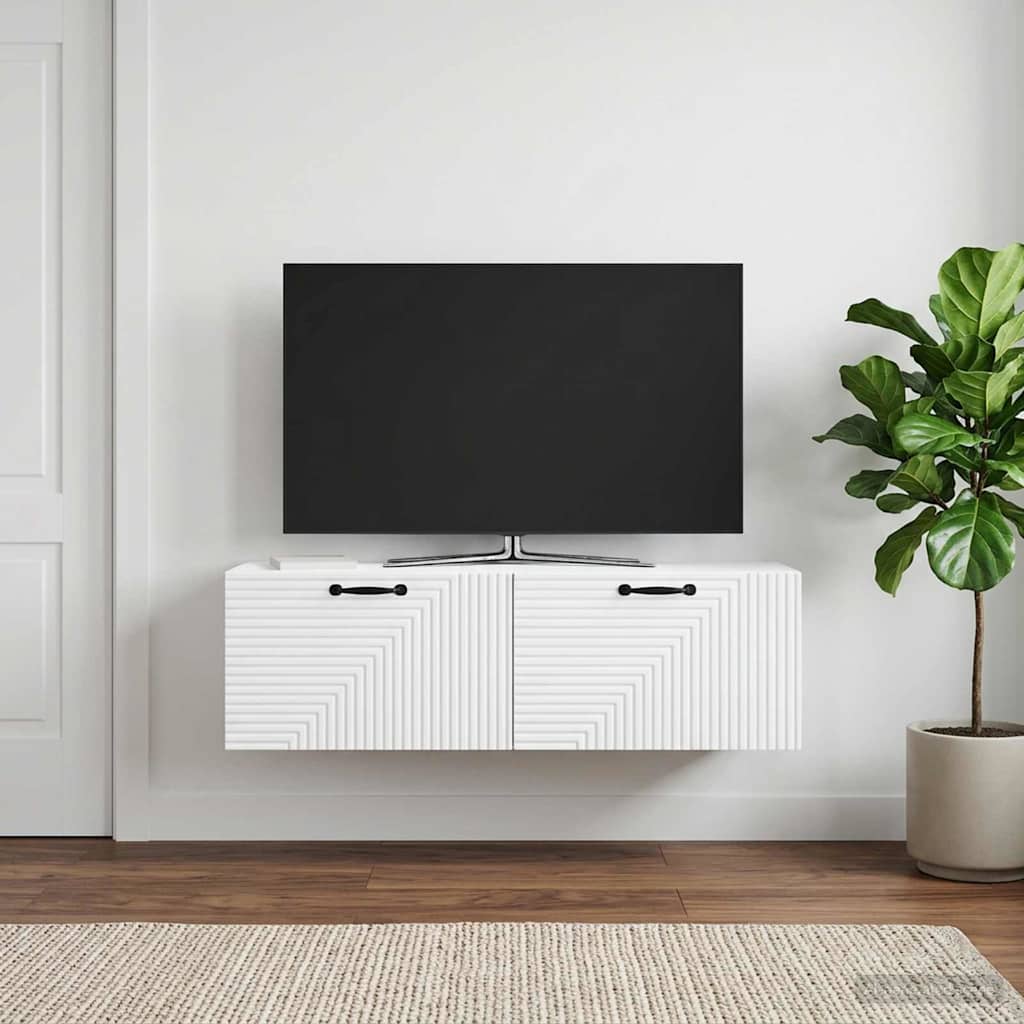Fali TV szekrény Fehér 98 x 31 x 30 cm Szerelt Fa