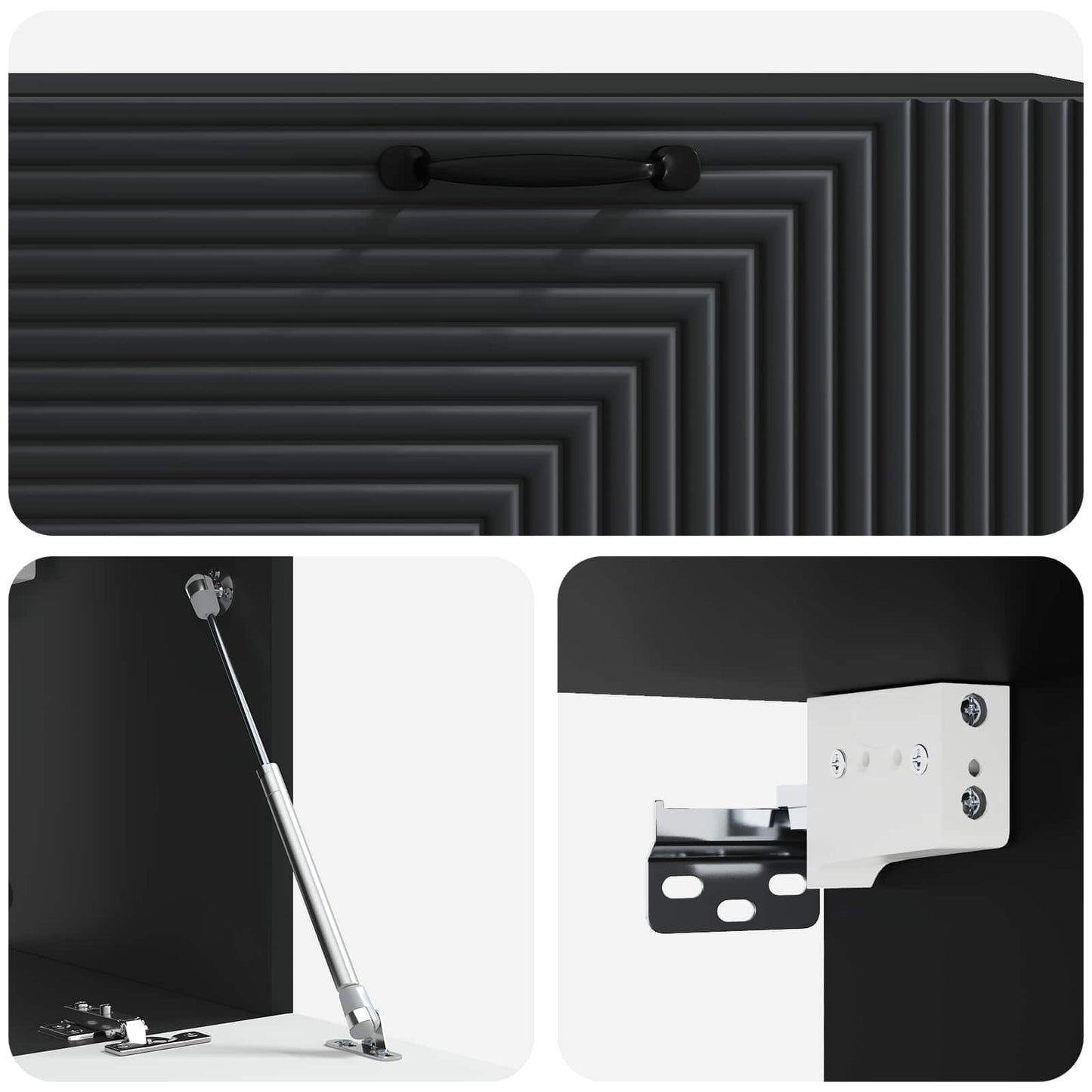 Fali TV szekrény Fekete 98 x 31 x 30 cm Szerelt Fa