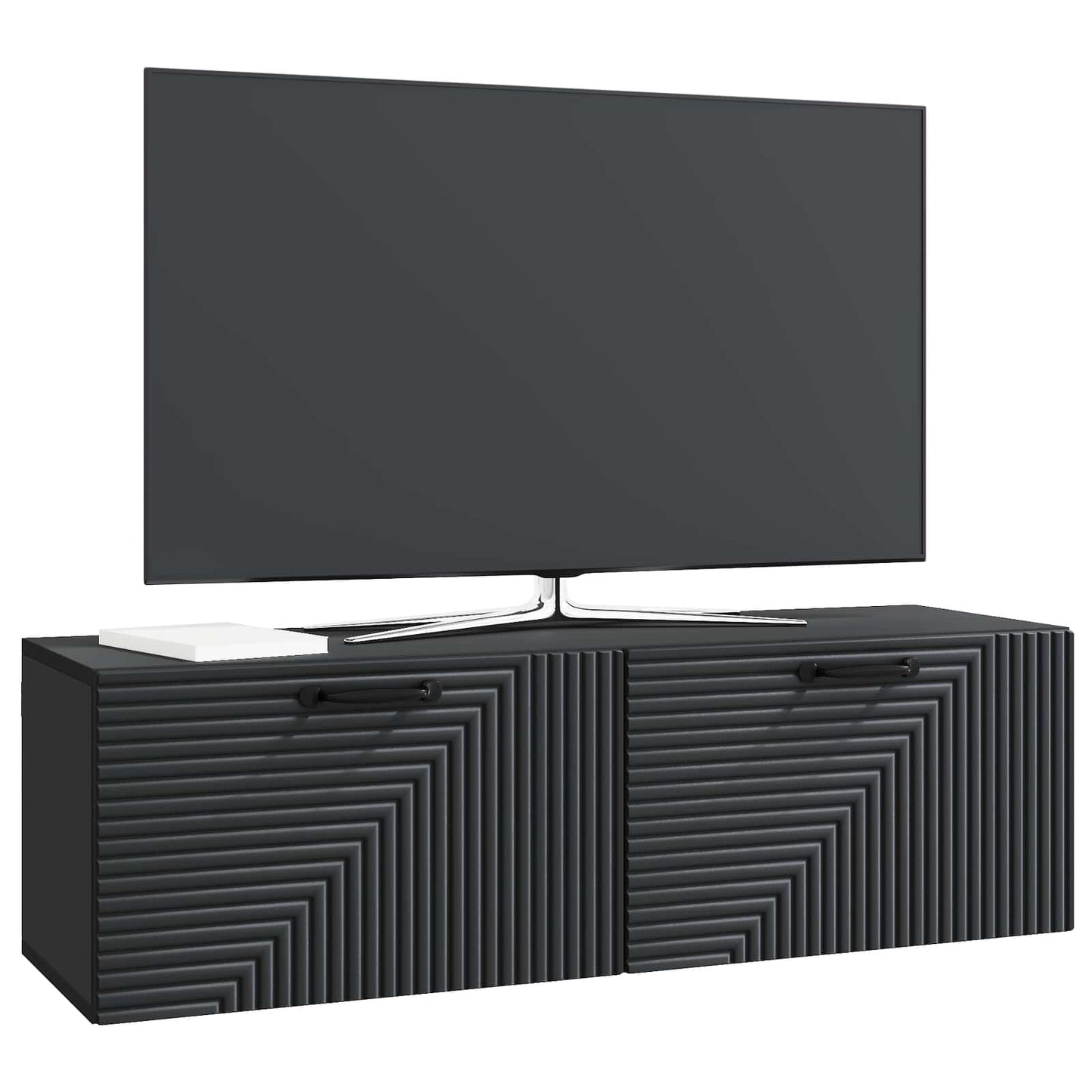 Fali TV szekrény Fekete 98 x 31 x 30 cm Szerelt Fa