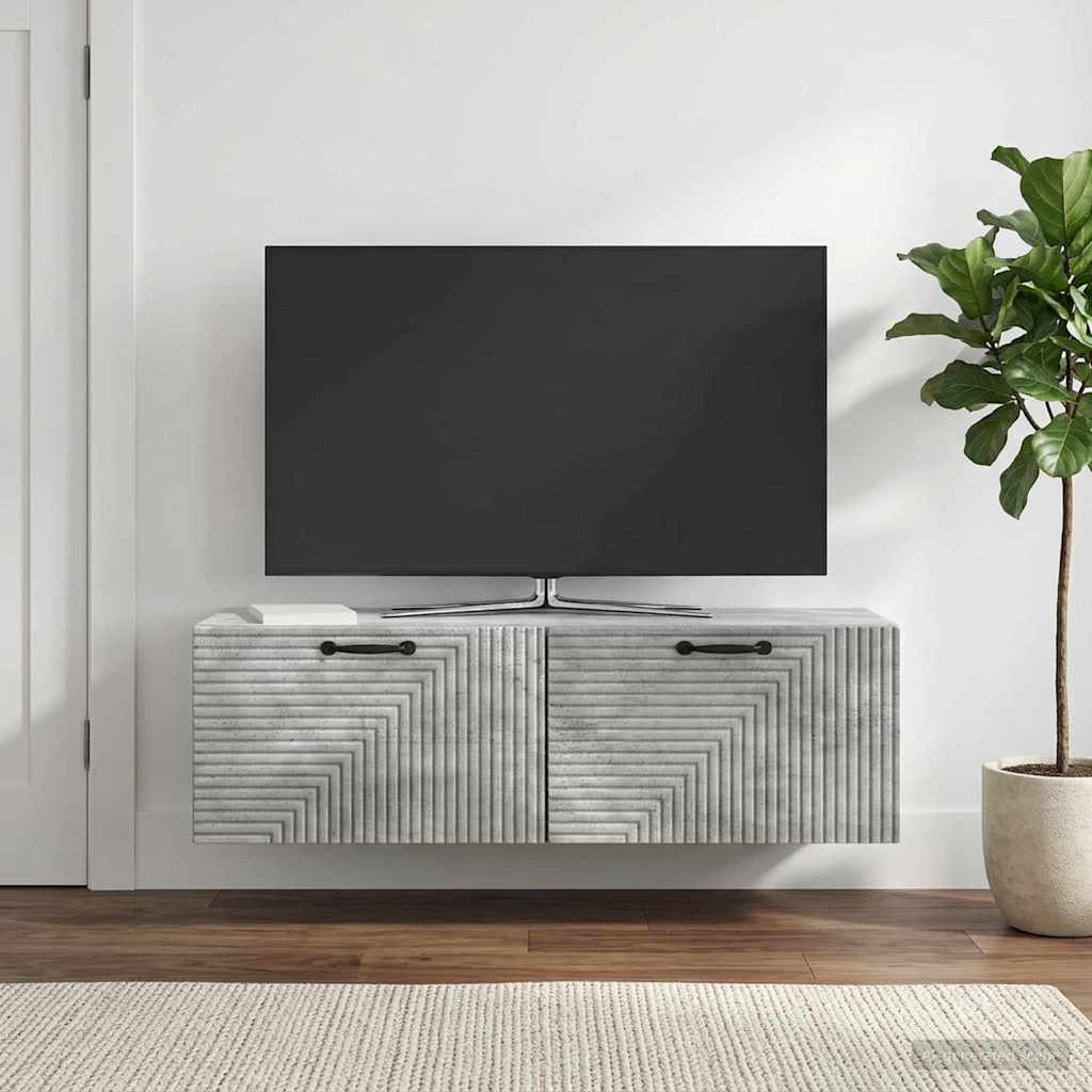 Fali TV szekrény Betonszürke 98 x 31 x 30 cm Szerelt Fa