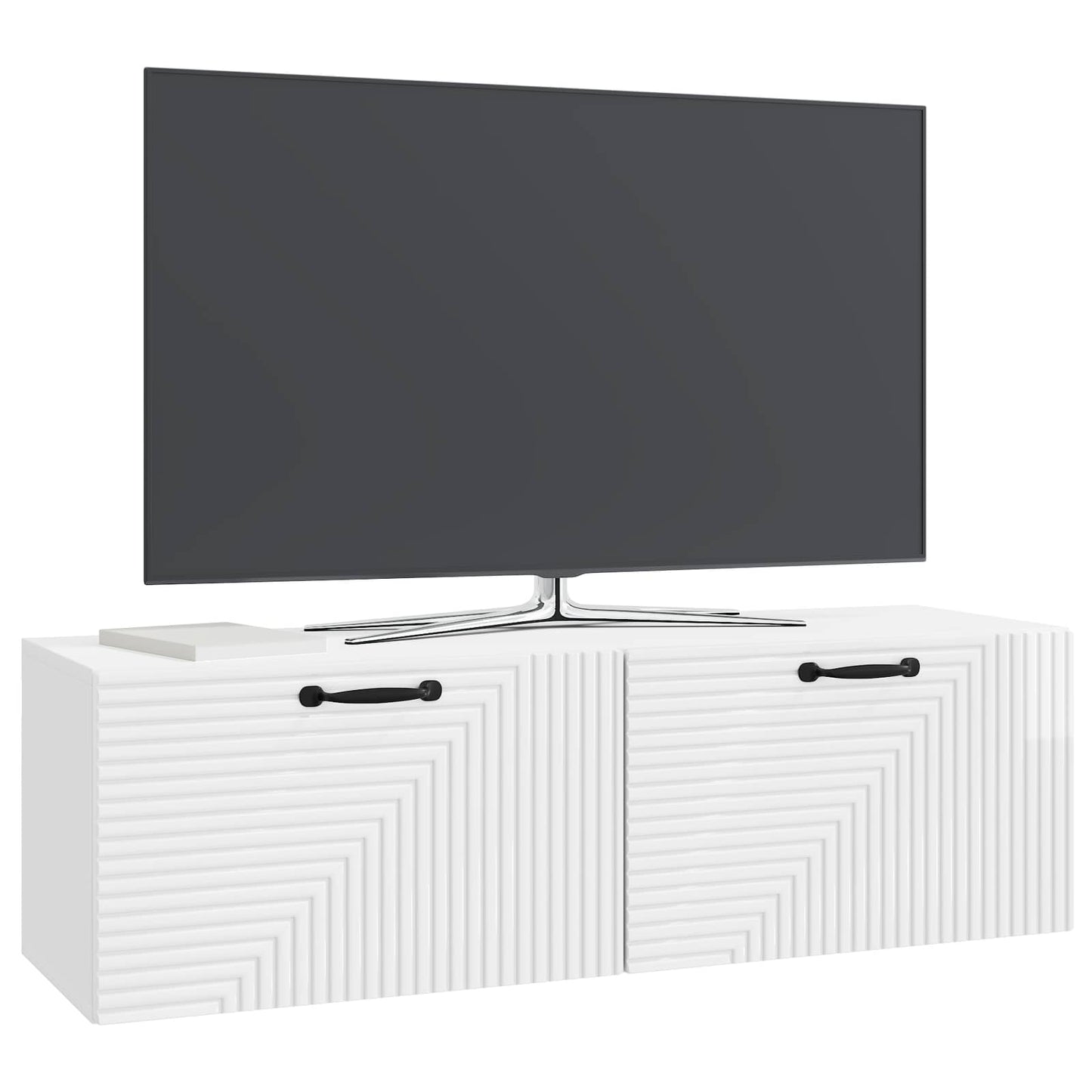 Fali TV szekrény Magasfényű Fehér 98 x 31 x 30 cm Szerelt Fa