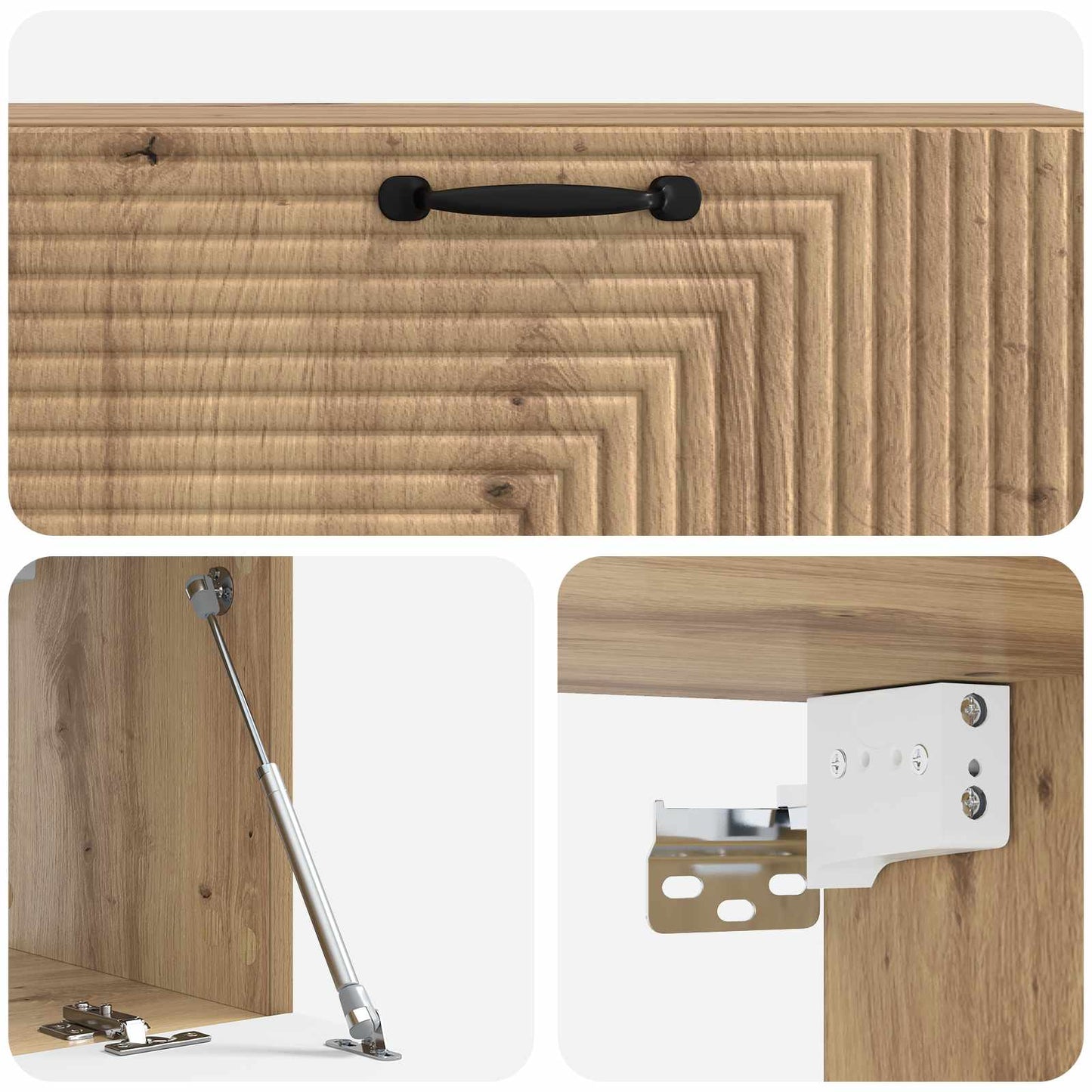 Fali TV szekrény 98 x 31 x 30 cm Kézműves Tölgy Szerelt Fa