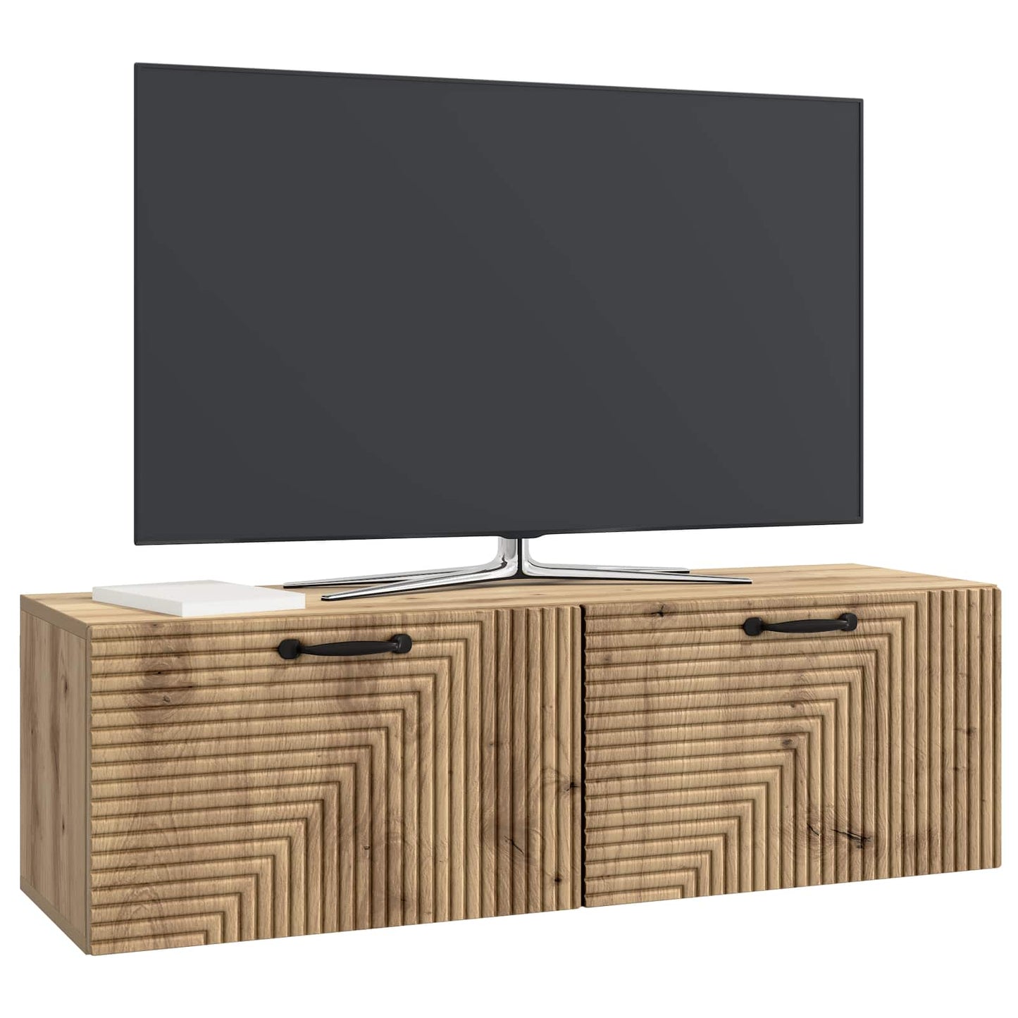 Fali TV szekrény 98 x 31 x 30 cm Kézműves Tölgy Szerelt Fa