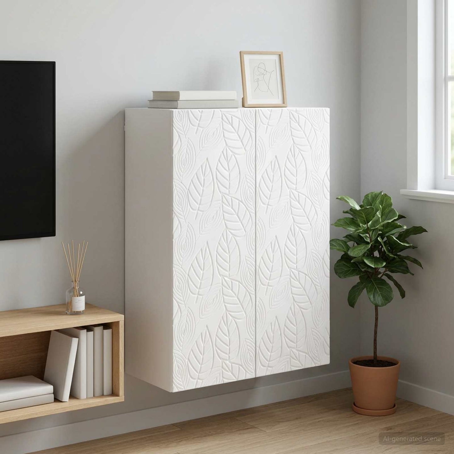 Fali szekrény Magasfényű Fehér 66 x 34,5 x 90 cm Szerelt Fa