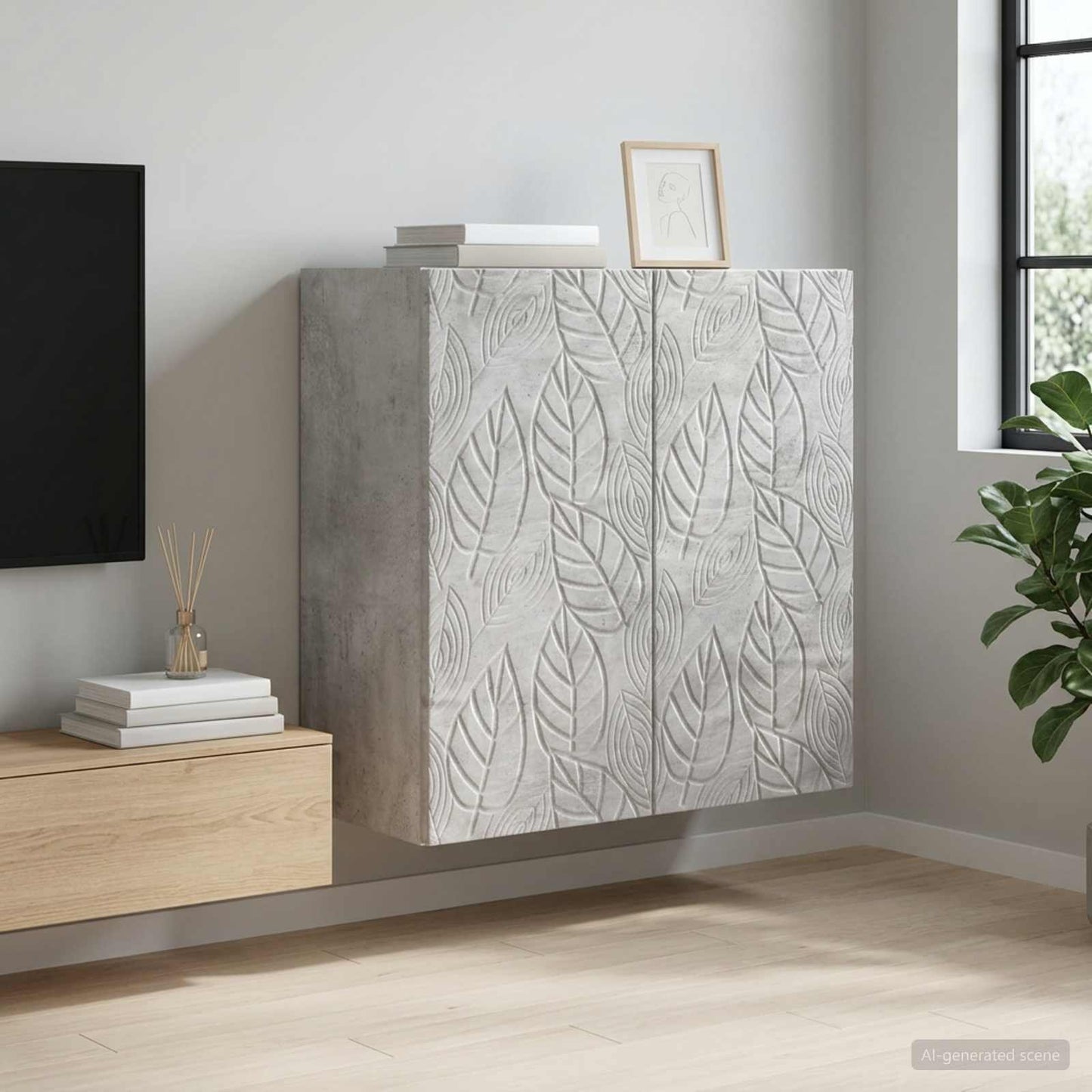 Fali szekrény Betonszürke 59 x 31 x 60 cm Szerelt Fa