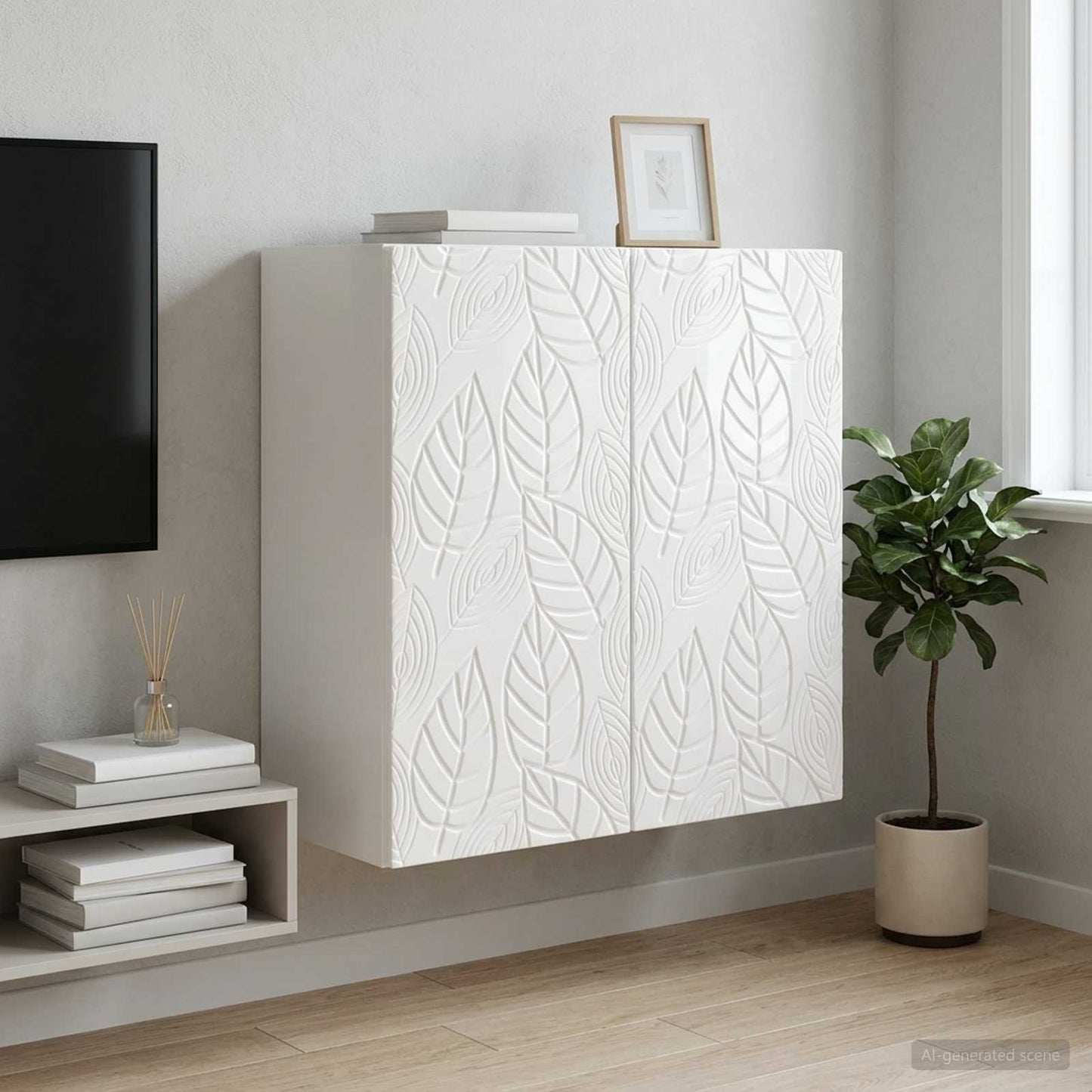 Fali szekrény Magasfényű Fehér 59 x 31 x 60 cm Szerelt Fa
