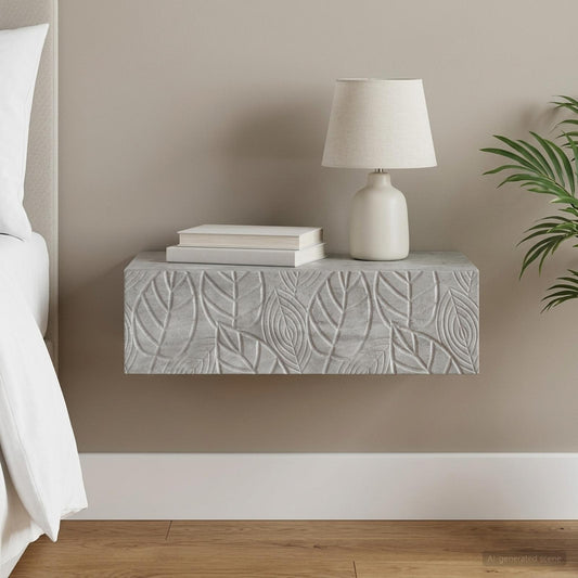 Fali oldaltábla Betonszürke 59 x 34,5 x 17 cm Szerelt Fa