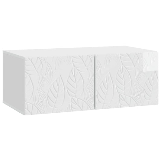 Fali TV szekrény 59,5 x 31 cm Magasfényű Fehér Szerelt Fa