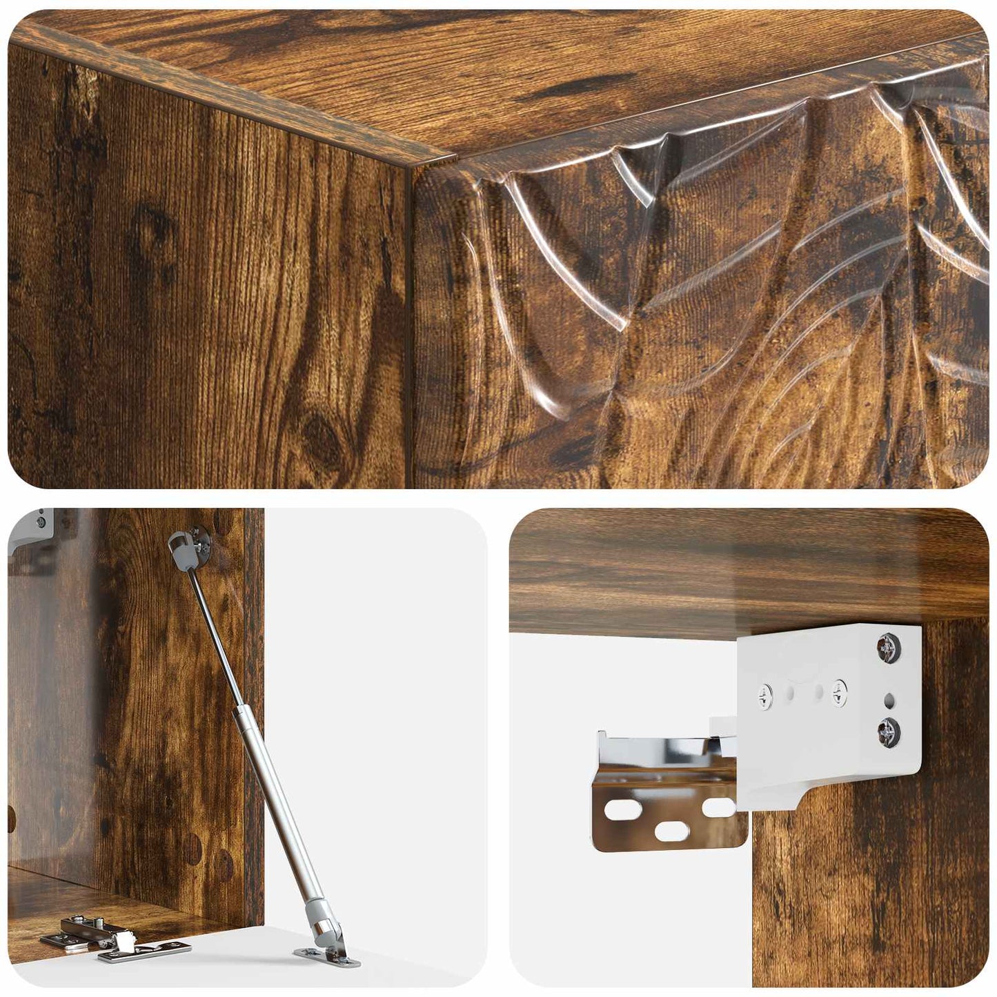Fali TV szekrény 98 x 31 cm Füstös Tölgy Szerelt Fa