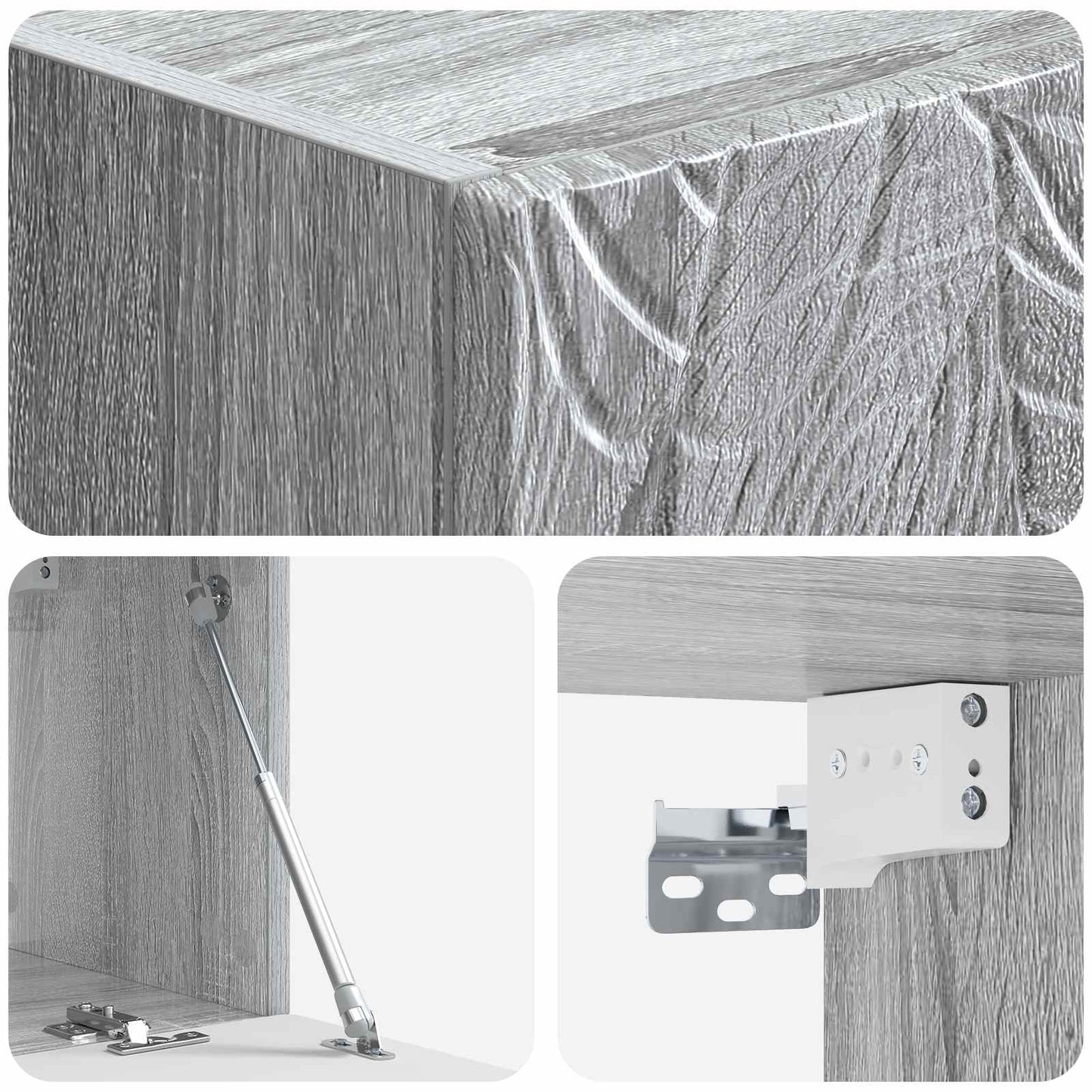 Fali TV szekrény 98 x 31 cm Szürke Sonoma Szerelt Fa