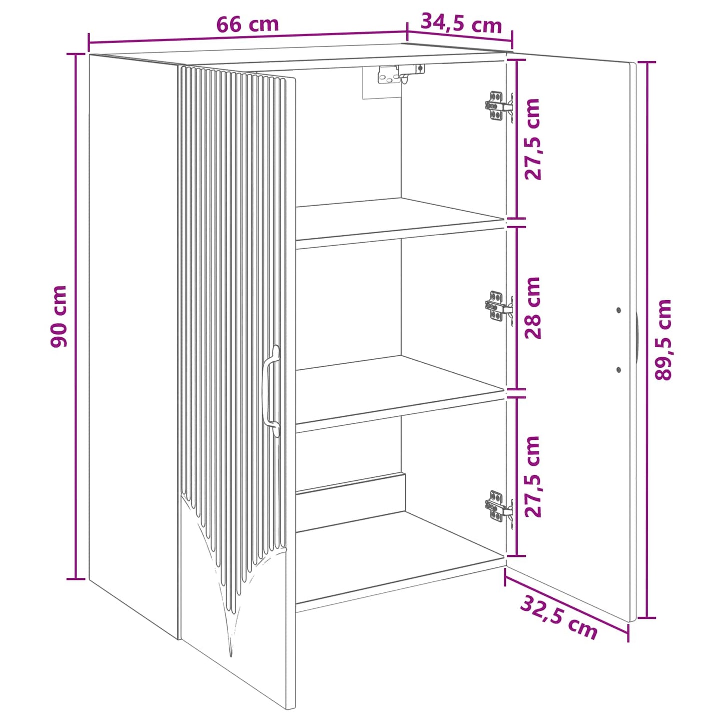 Fali szekrény Betonszürke 66 x 34,5 x 90 cm Szerelt Fa