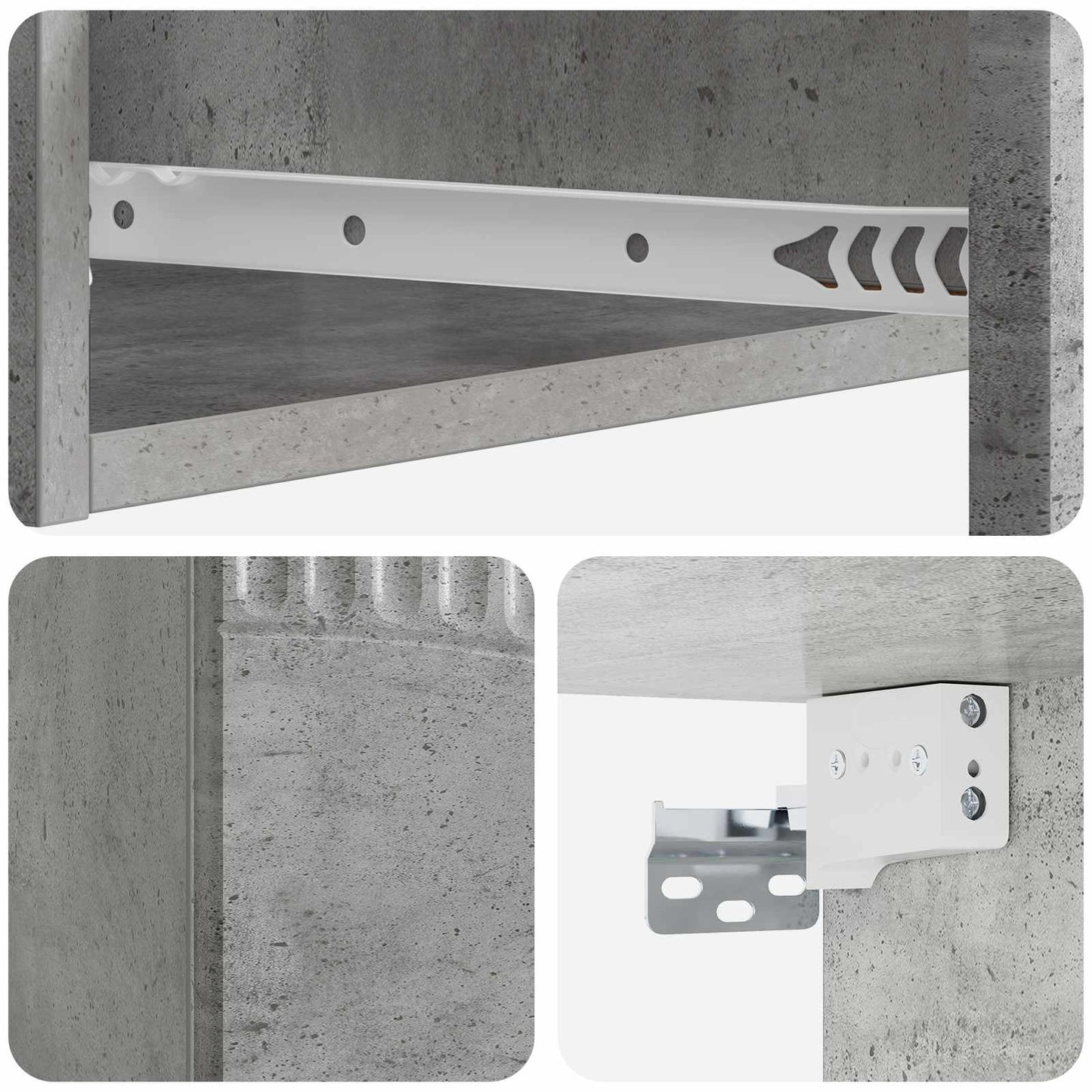 Fali oldaltábla Betonszürke 59 x 34,5 x 17 cm Szerelt Fa
