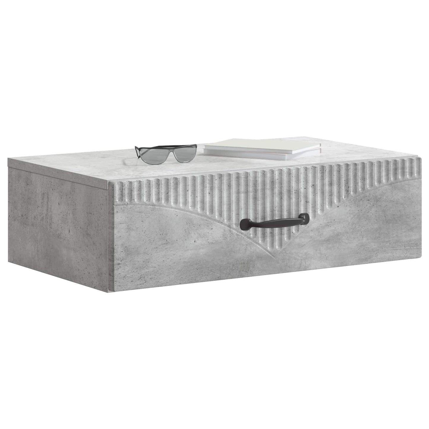 Fali oldaltábla Betonszürke 59 x 34,5 x 17 cm Szerelt Fa
