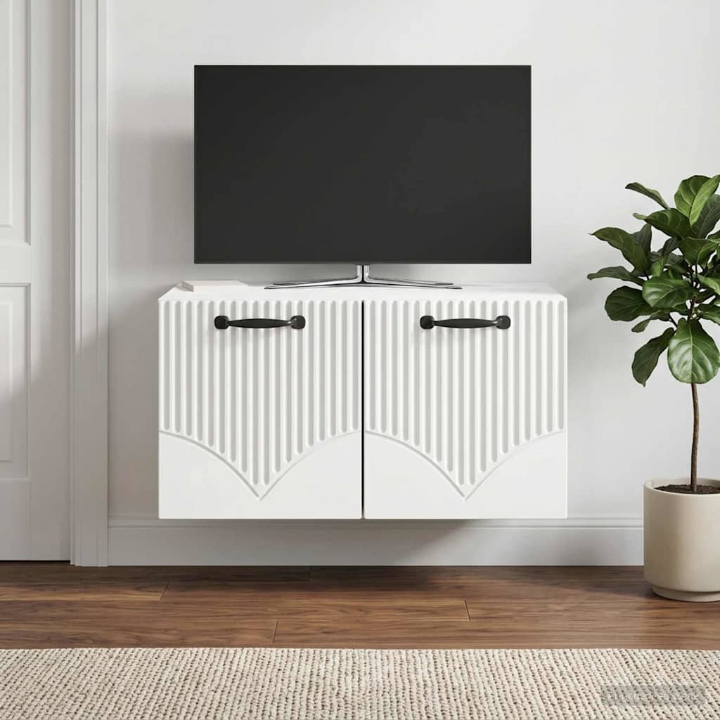 Fali TV szekrény Fehér 59,5 x 41 x 30 cm Szerelt Fa
