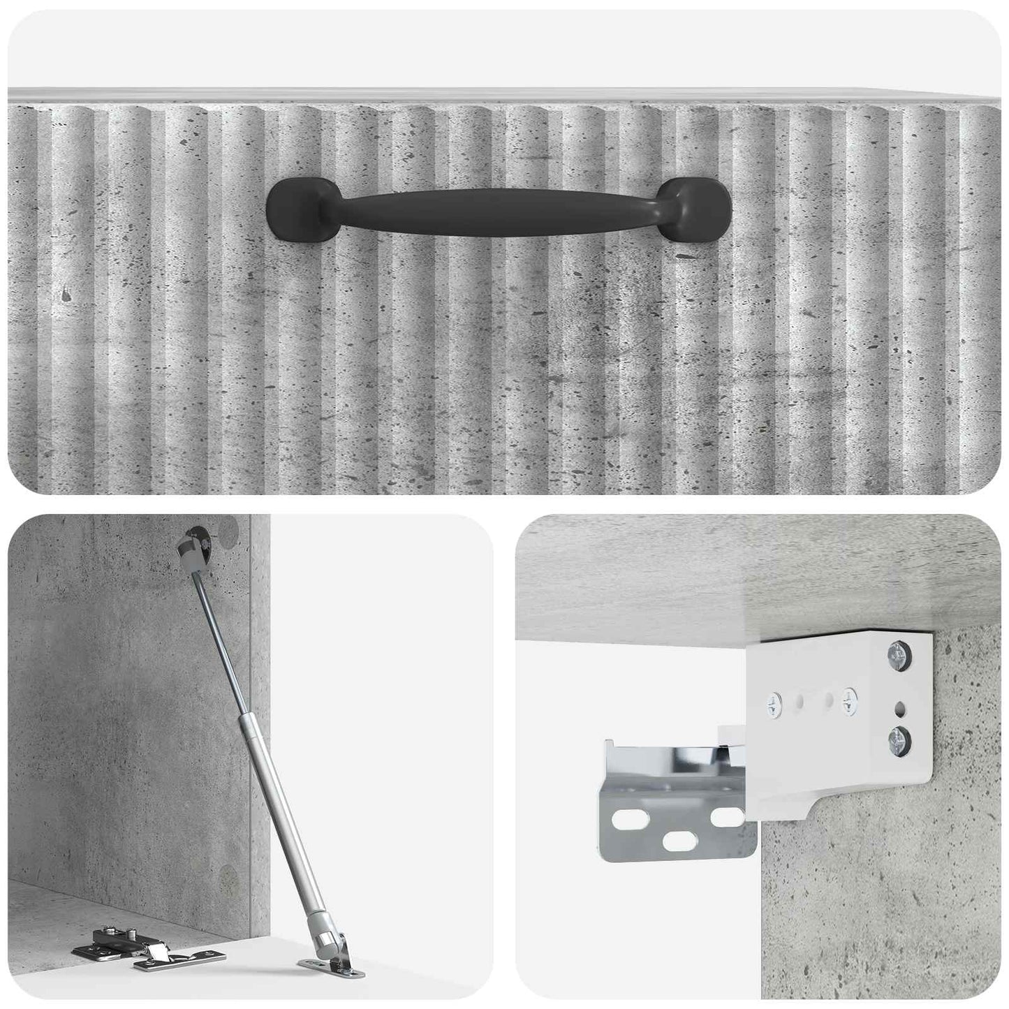 Fali TV szekrény Betonszürke 59,5 x 41 x 30 cm Szerelt Fa