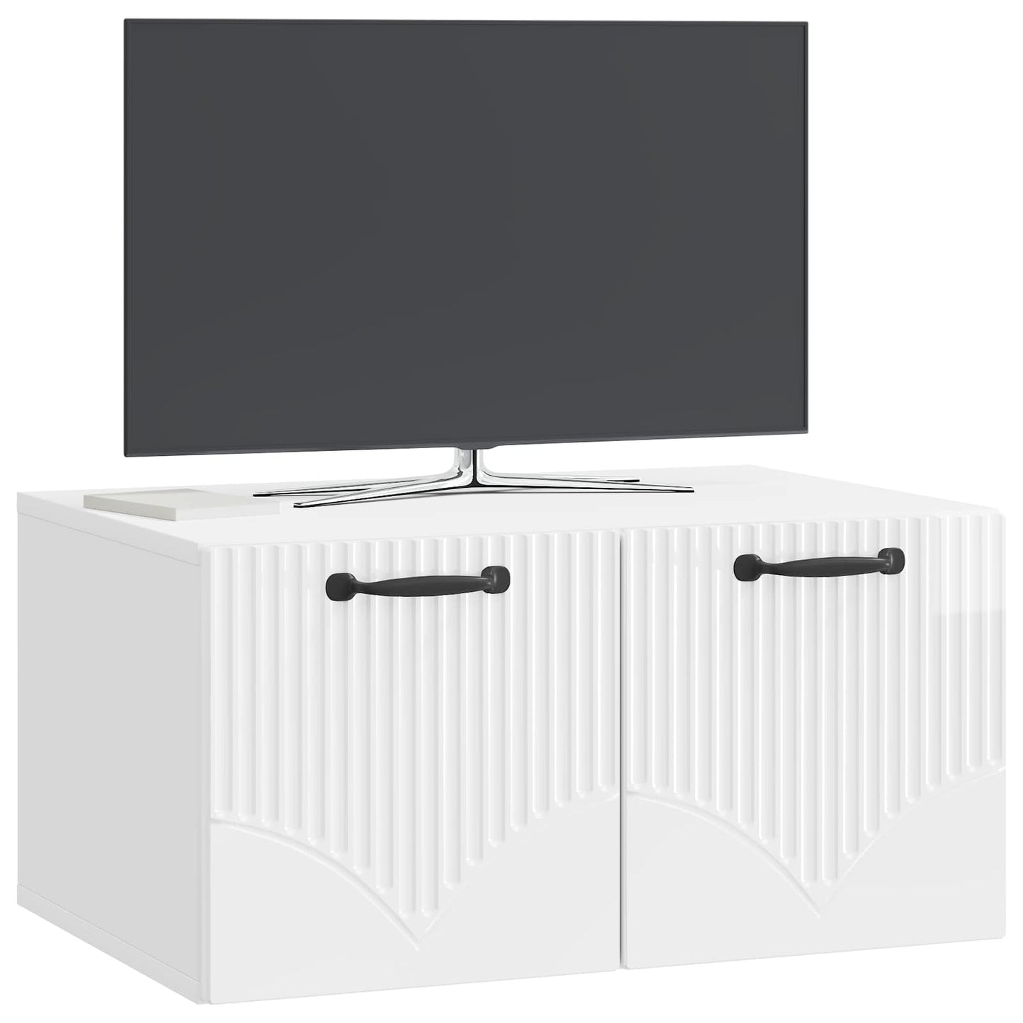 Fali TV szekrény Magasfényű Fehér 59,5 x 41 x 30 cm Szerelt Fa