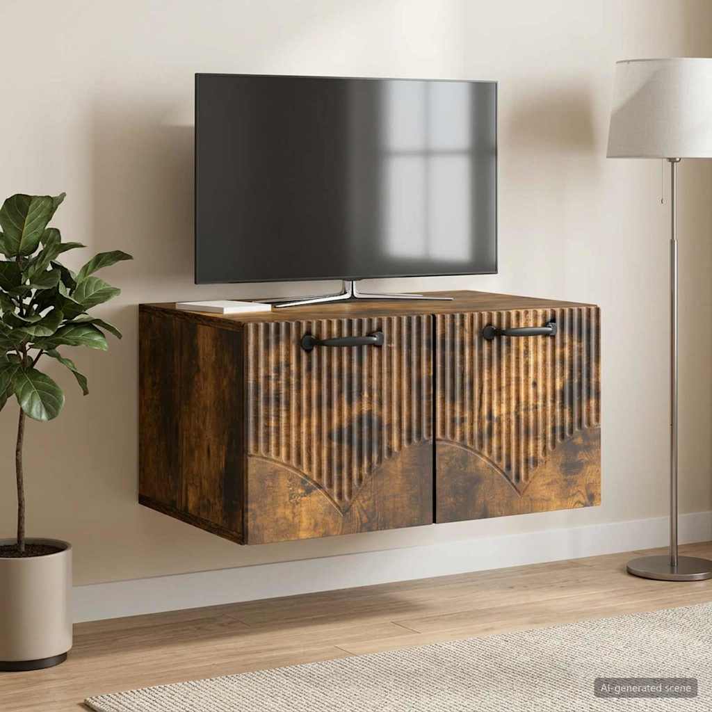 Fali TV szekrény Füstös Tölgy 59,5 x 41 x 30 cm Szerelt Fa