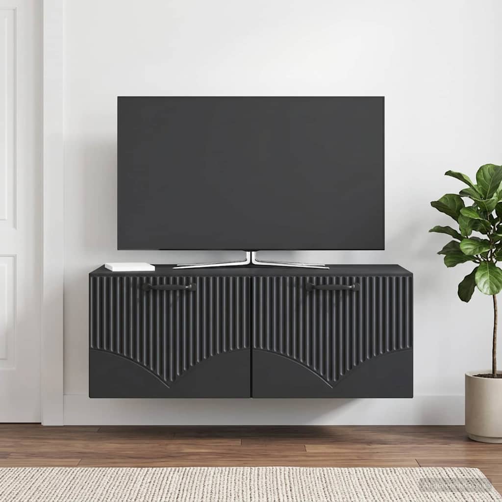Fali TV szekrény Fekete 78,5 x 41 x 30 cm Szerelt Fa