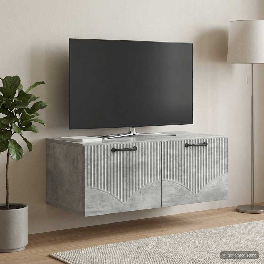 Fali TV szekrény Betonszürke 78,5 x 41 x 30 cm Szerelt Fa