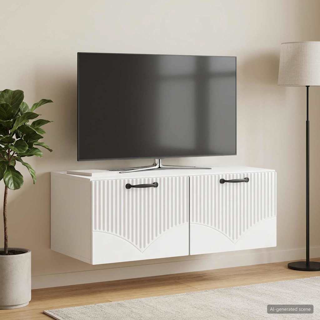 Fali TV szekrény Magasfényű Fehér 78,5 x 41 x 30 cm Szerelt Fa