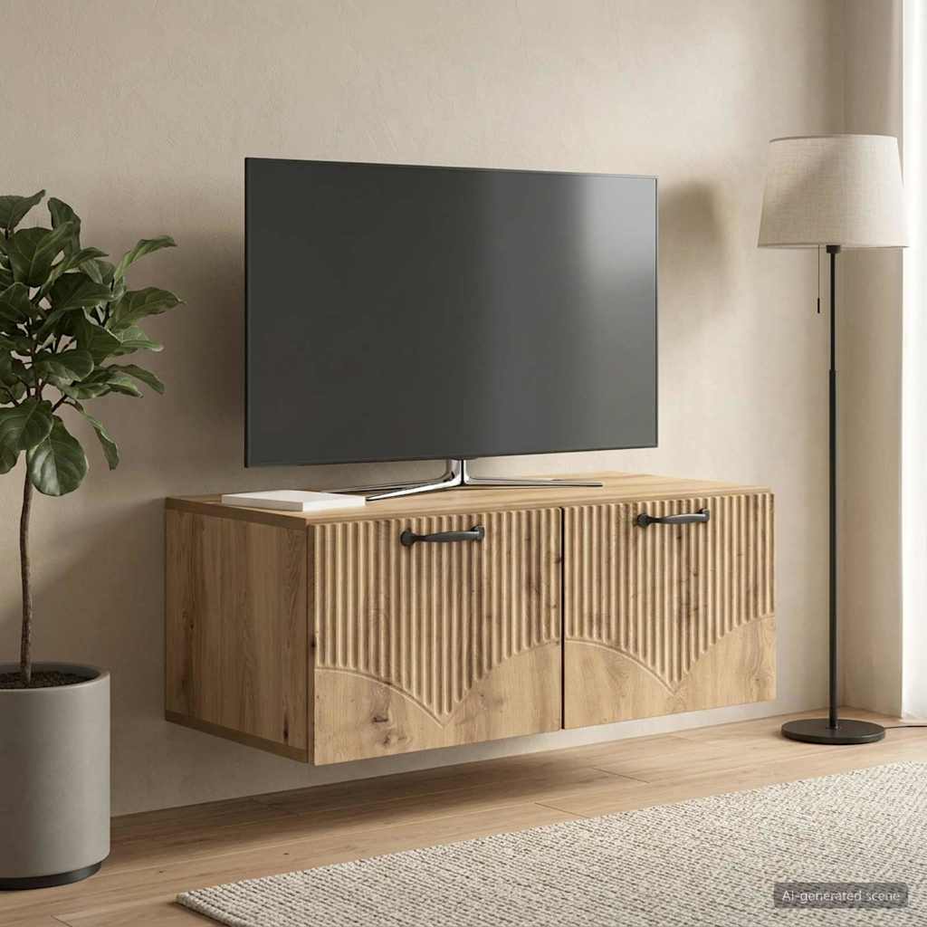 Fali TV szekrény 78,5 x 41 x 30 cm Kézműves Tölgy Szerelt Fa
