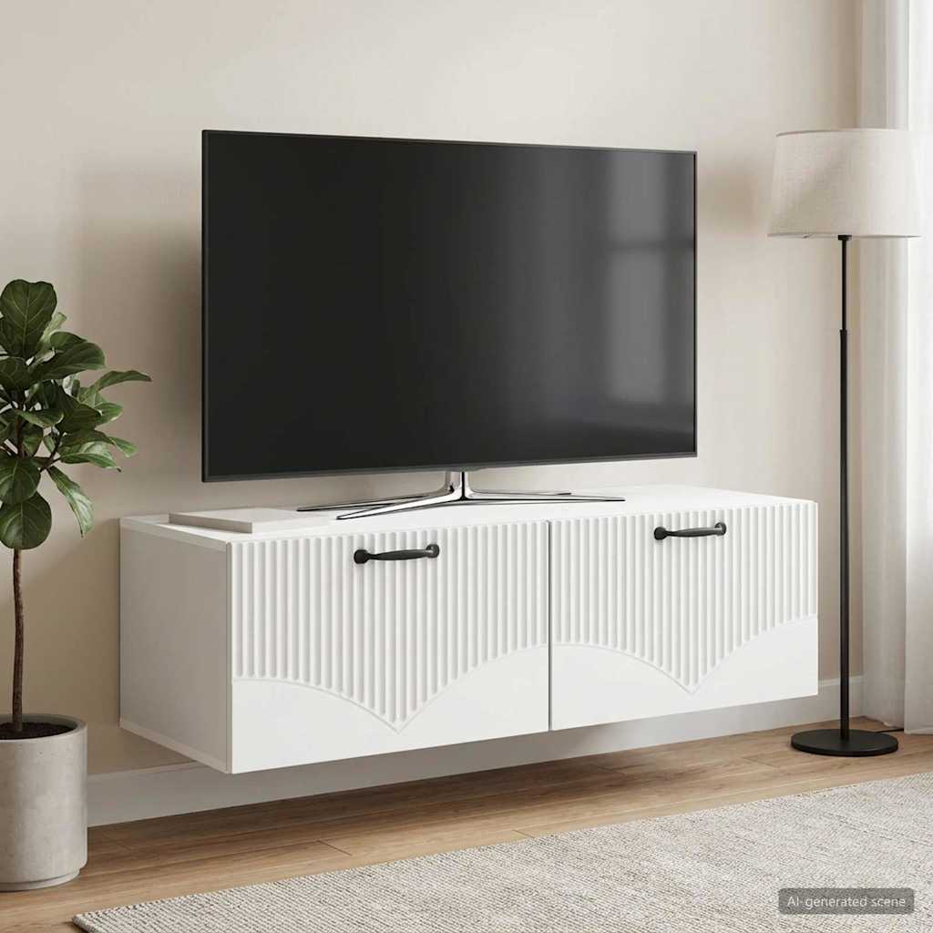 Fali TV szekrény Fehér 98 x 41 x 30 cm Szerelt Fa
