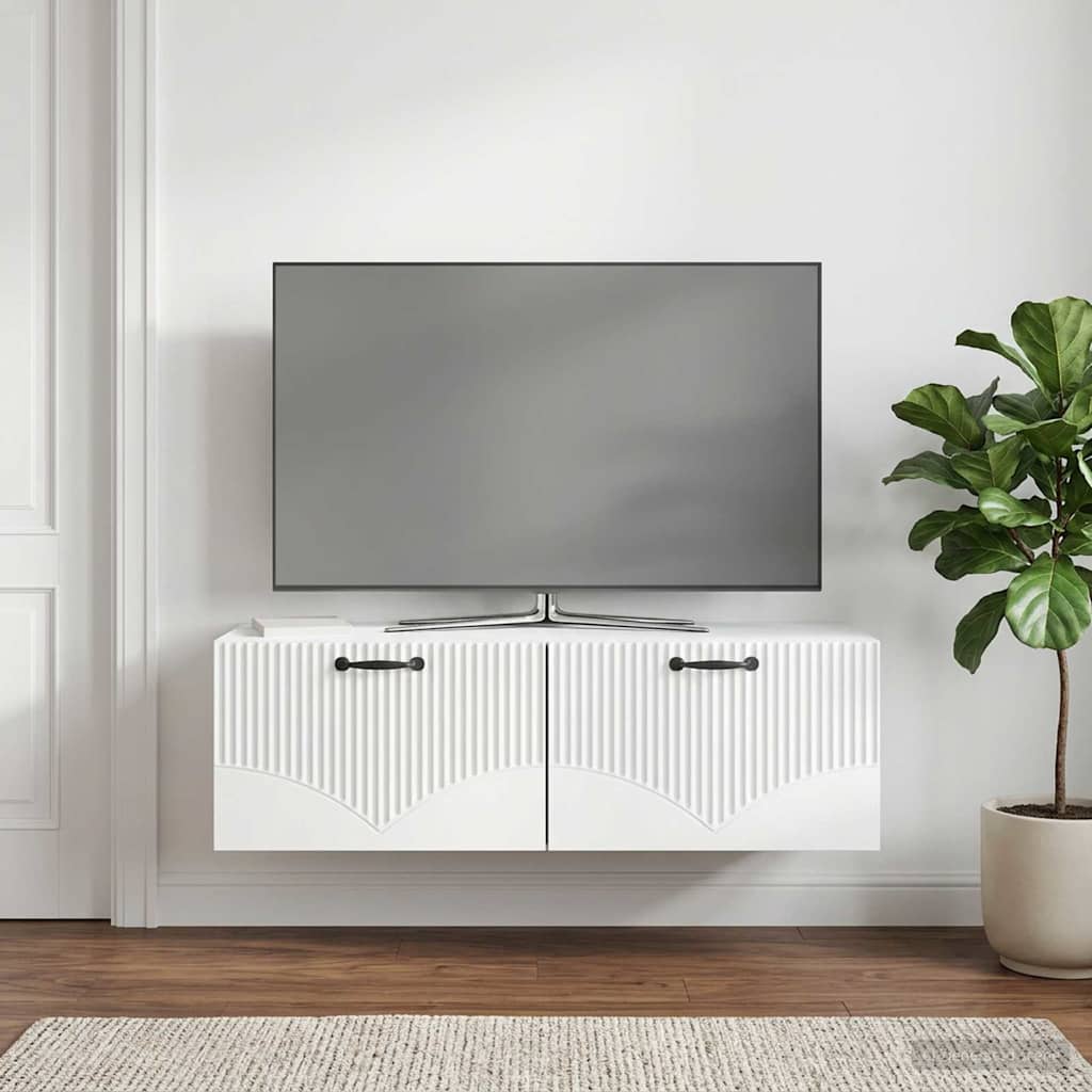 Fali TV szekrény Fehér 98 x 41 x 30 cm Szerelt Fa