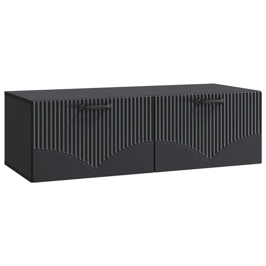 Fali TV szekrény Fekete 98 x 41 x 30 cm Szerelt Fa