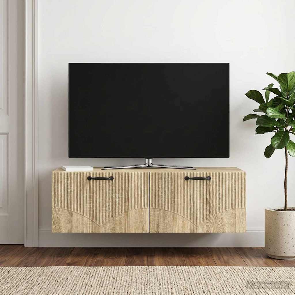 Fali TV szekrény Sonoma Tölgy 98 x 41 x 30 cm Szerelt Fa