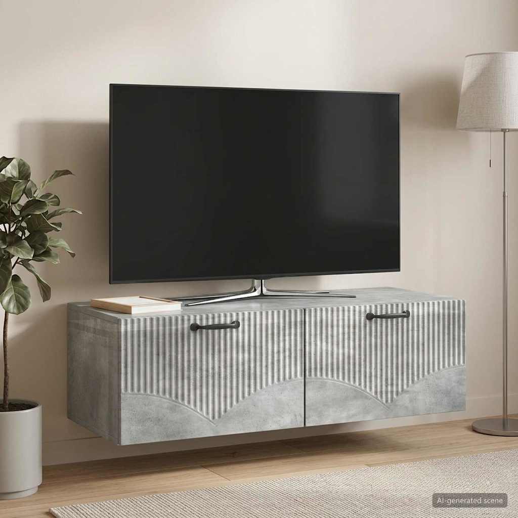 Fali TV szekrény Betonszürke 98 x 41 x 30 cm Szerelt Fa