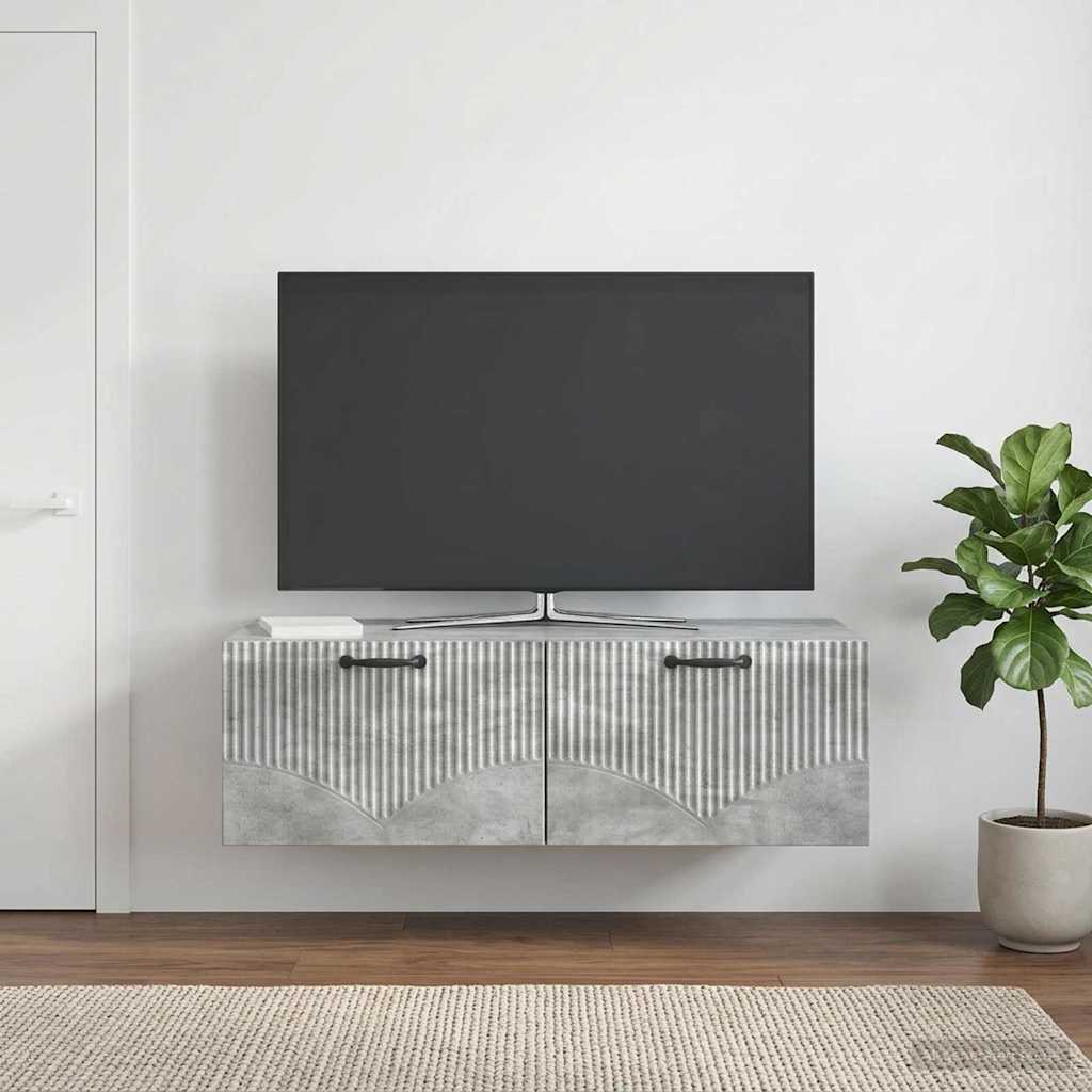 Fali TV szekrény Betonszürke 98 x 41 x 30 cm Szerelt Fa