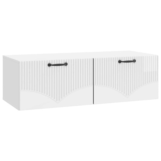 Fali TV szekrény Magasfényű Fehér 98 x 41 x 30 cm Szerelt Fa