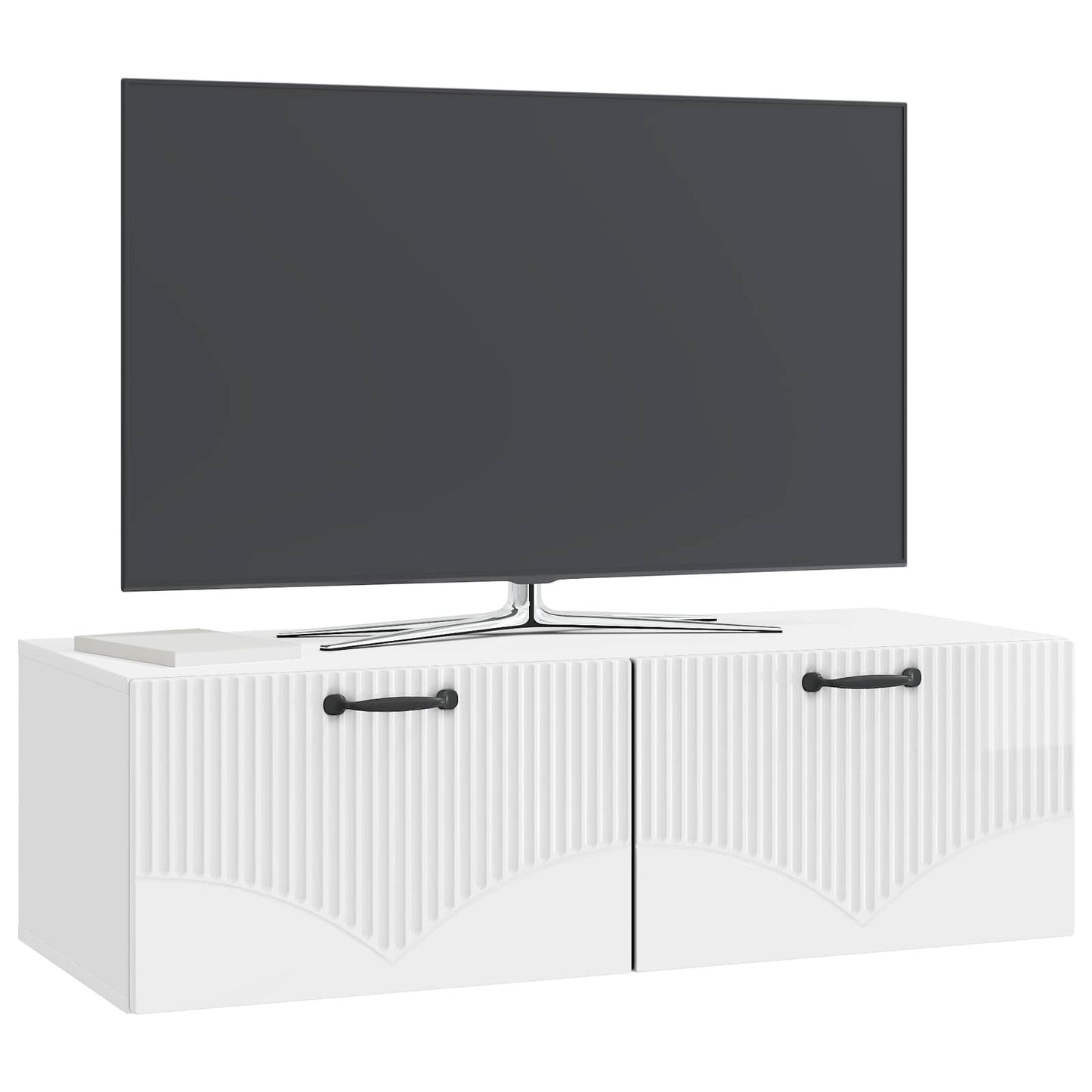 Fali TV szekrény Magasfényű Fehér 98 x 41 x 30 cm Szerelt Fa