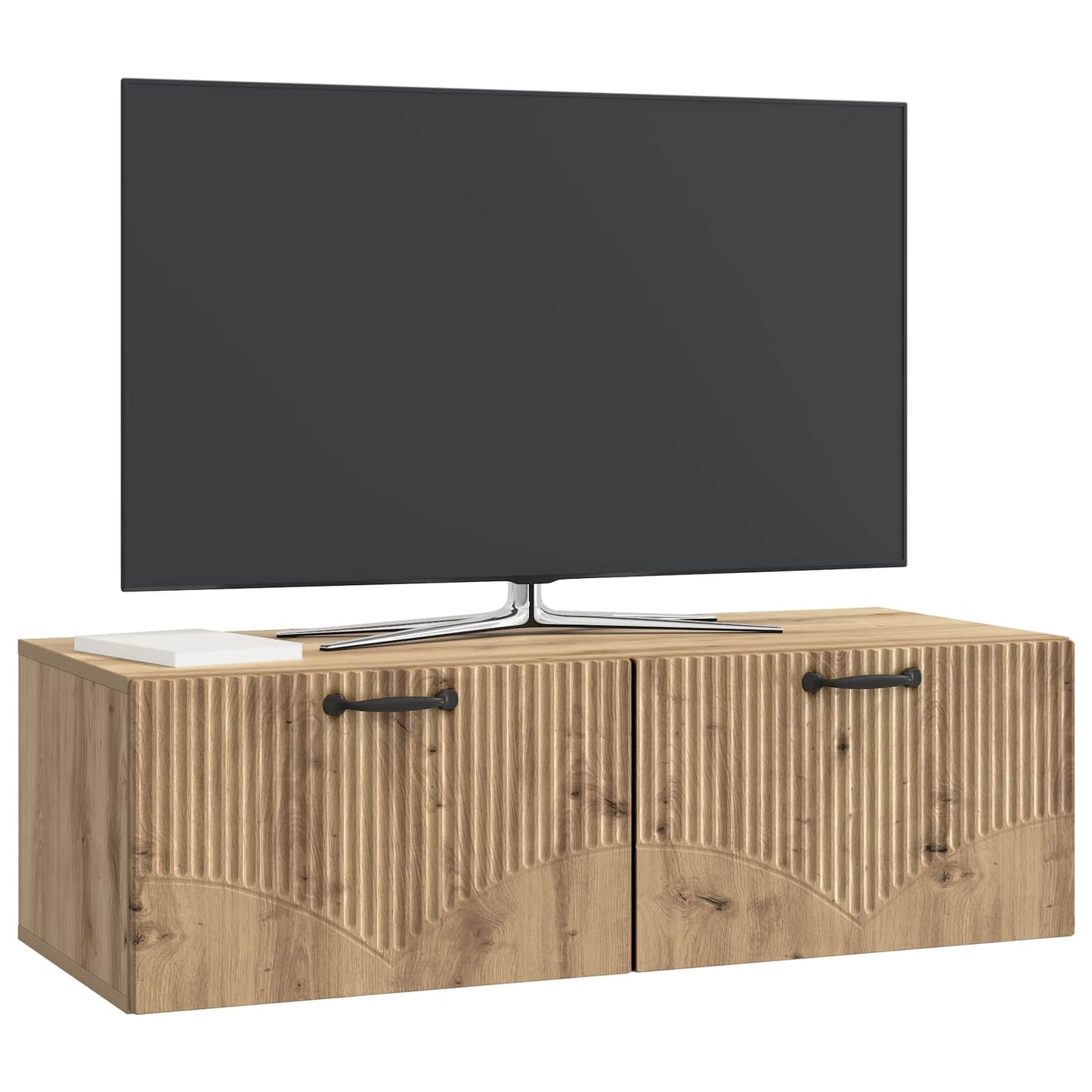 Fali TV szekrény 98 x 41 x 30 cm Kézműves Tölgy Szerelt Fa