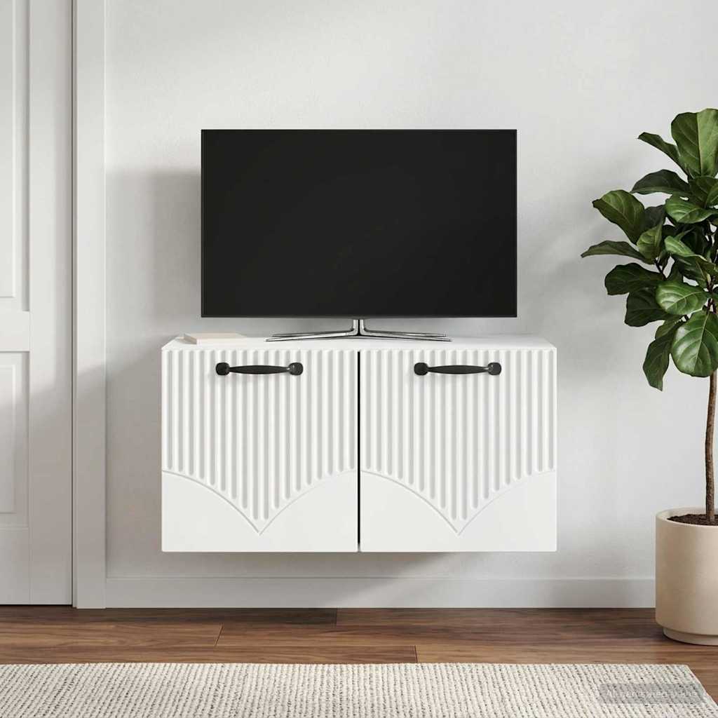 Fali TV szekrény Fehér 59,5 x 31 x 30 cm Szerelt Fa