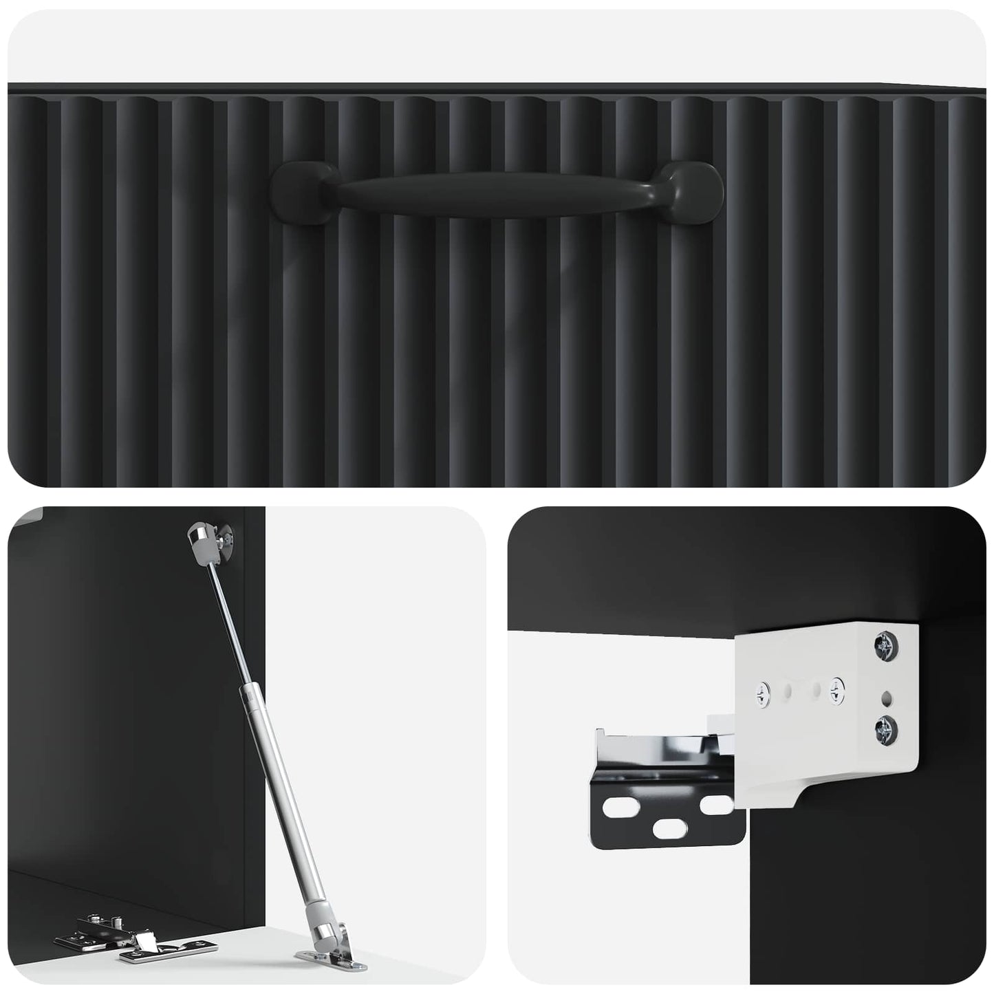 Fali TV szekrény Fekete 59,5 x 31 x 30 cm Szerelt Fa