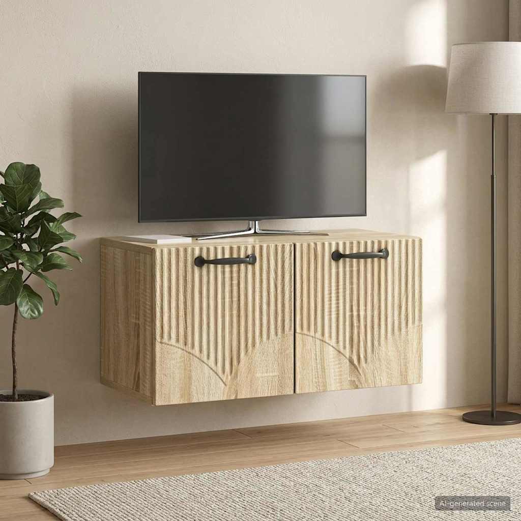 Fali TV szekrény Sonoma Tölgy 59,5 x 31 x 30 cm Szerelt Fa
