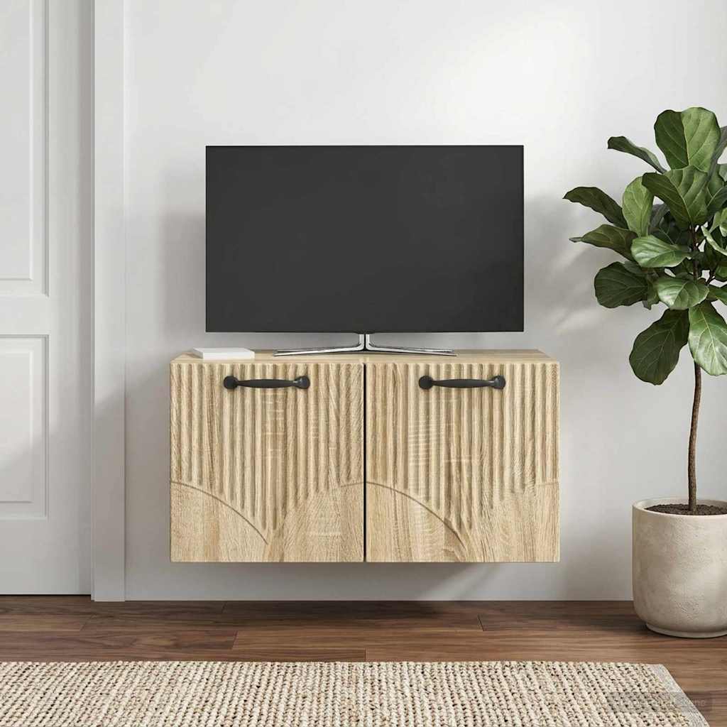 Fali TV szekrény Sonoma Tölgy 59,5 x 31 x 30 cm Szerelt Fa