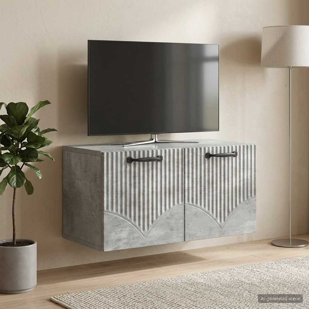 Fali TV szekrény Betonszürke 59,5 x 31 x 30 cm Szerelt Fa