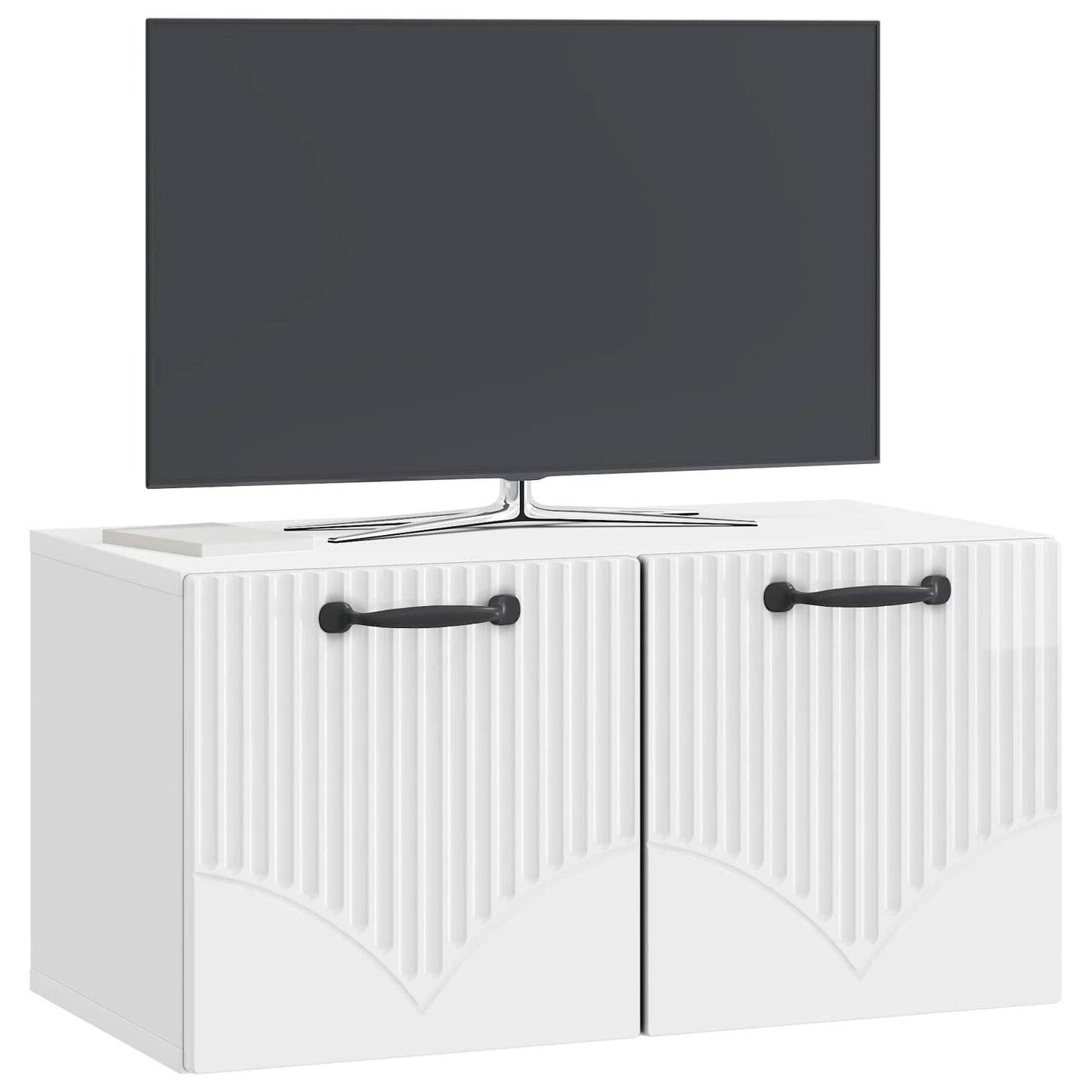 Fali TV szekrény Magasfényű Fehér 59,5 x 31 x 30 cm Szerelt Fa