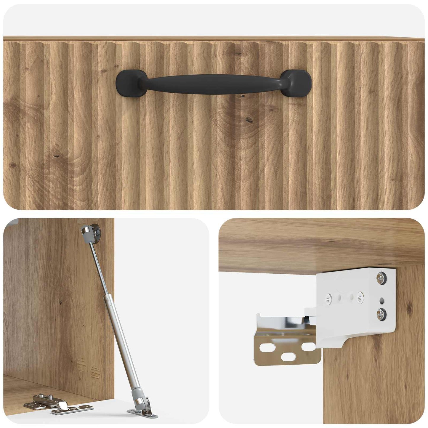 Fali TV szekrény 59,5 x 31 x 30 cm Kézműves Tölgy Szerelt Fa