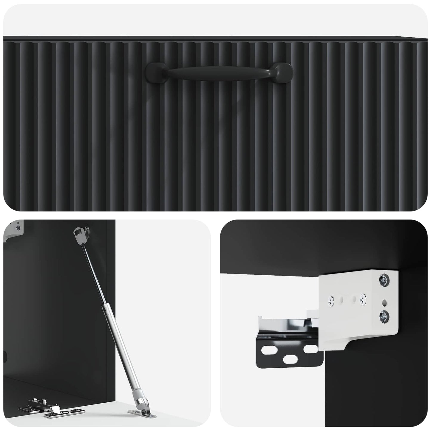 Fali TV szekrény Fekete 78,5 x 31 x 30 cm Szerelt Fa