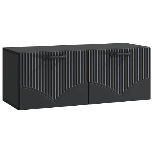 Fali TV szekrény Fekete 78,5 x 31 x 30 cm Szerelt Fa