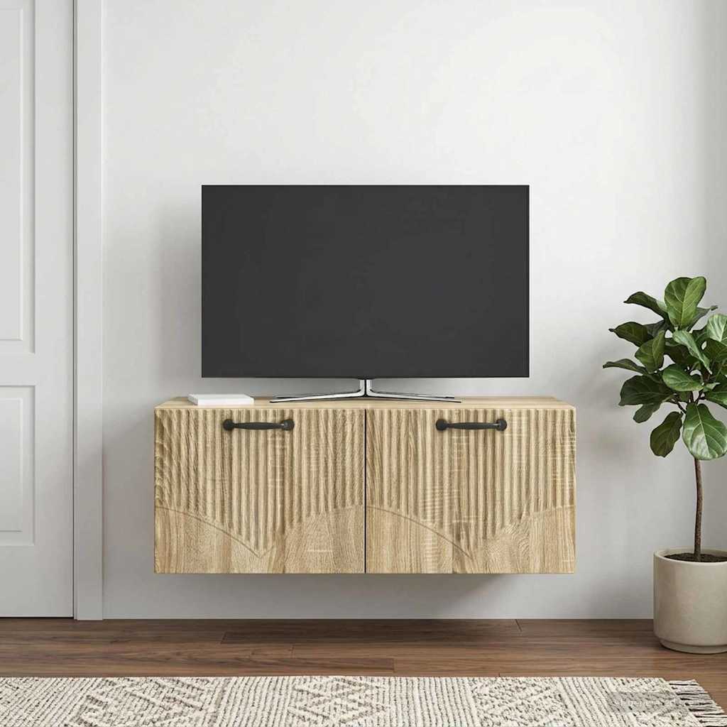 Fali TV szekrény Sonoma Tölgy 78,5 x 31 x 30 cm Szerelt Fa
